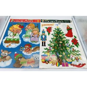 VTG Color-Clings Christmas Winter Holiday Static Cling Window Decorations 1996